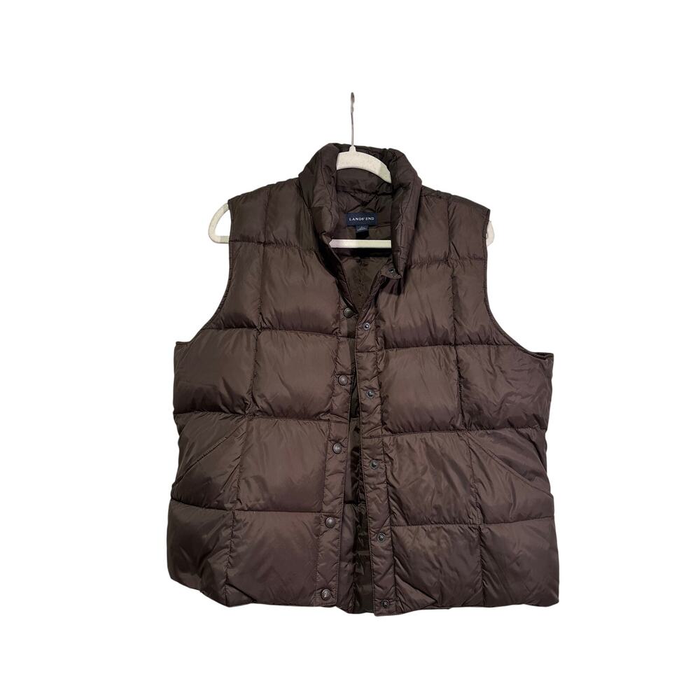 Lands' End Brown Quilted Puffer Vest Large - Picture 2 of 7